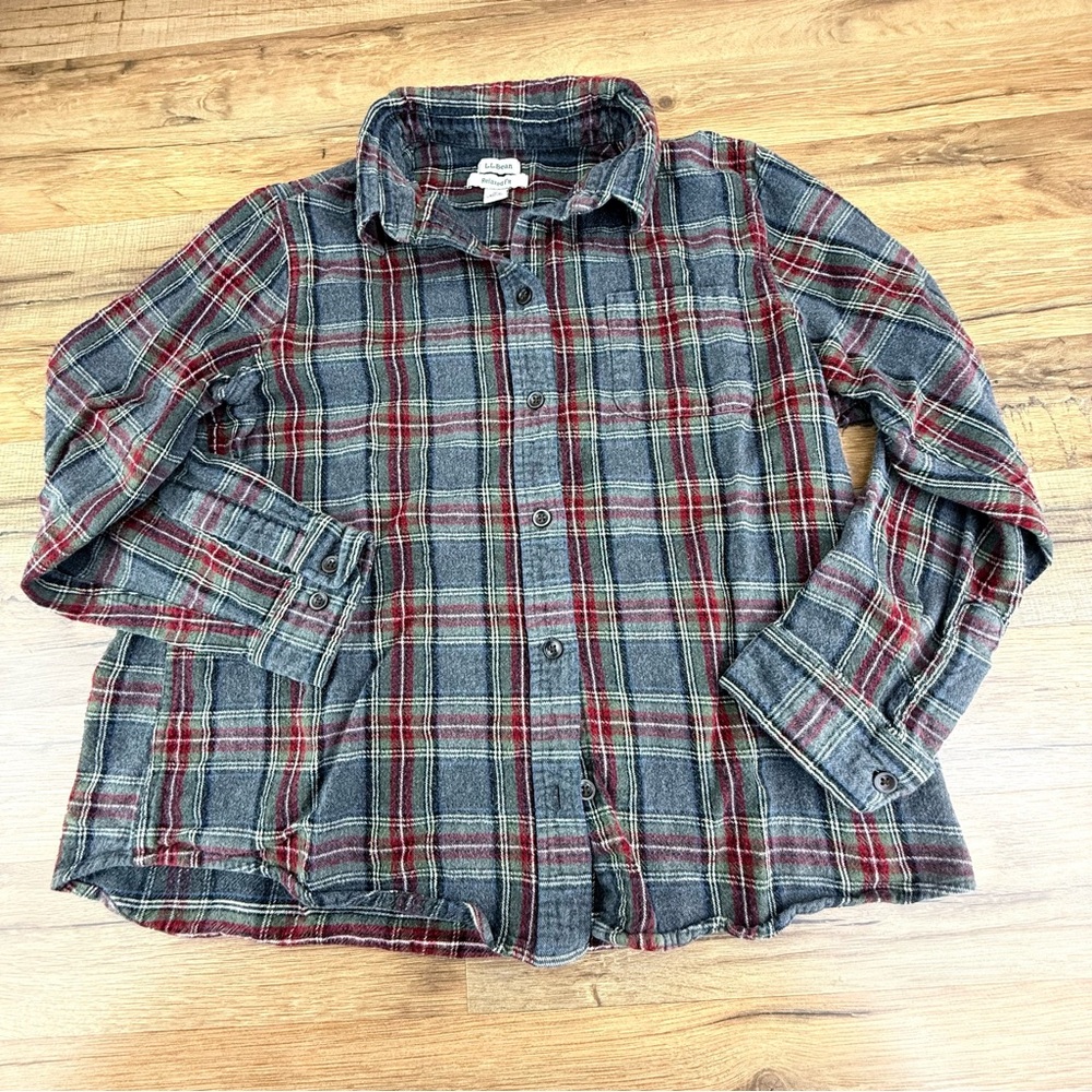 LL Bean‎ Size M Women Relaxed  Flannel Button Down Long Sleeve Gray